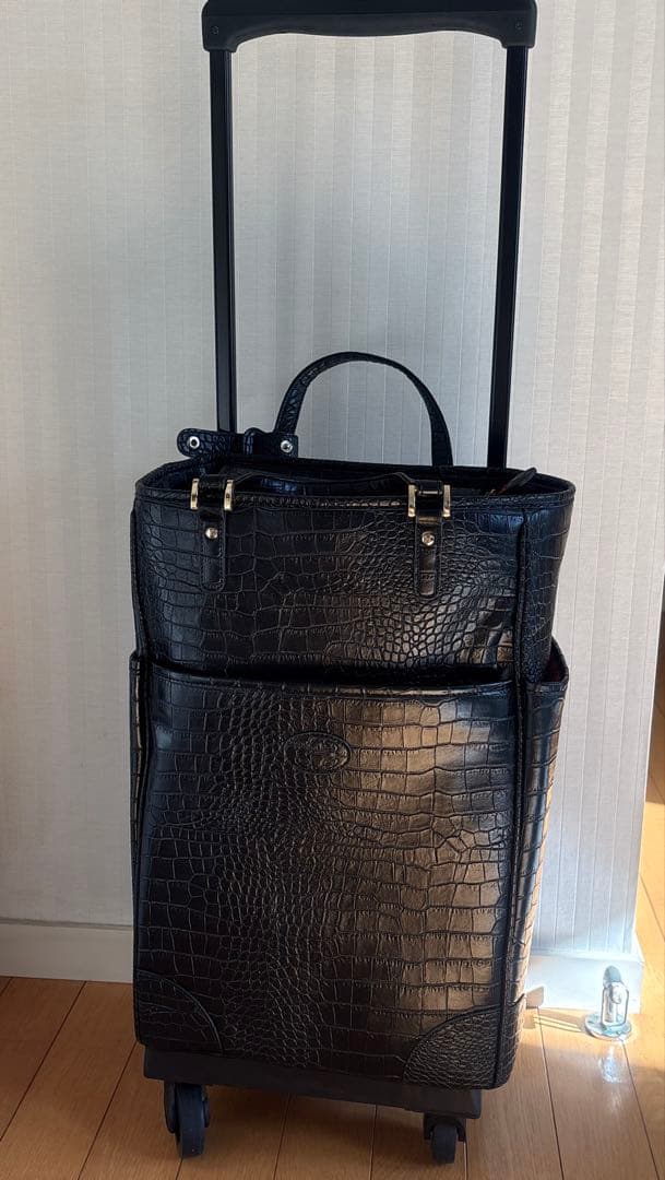SWANY スワニー クロコ型押し キャリーバッグ ケース 黒 2way