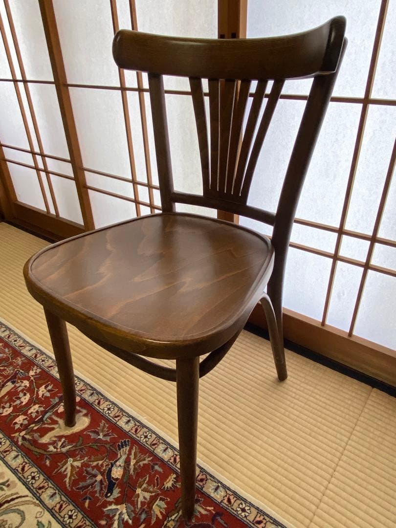 ブラウン 木製 スラットバックチェア(A) フランスベッド製