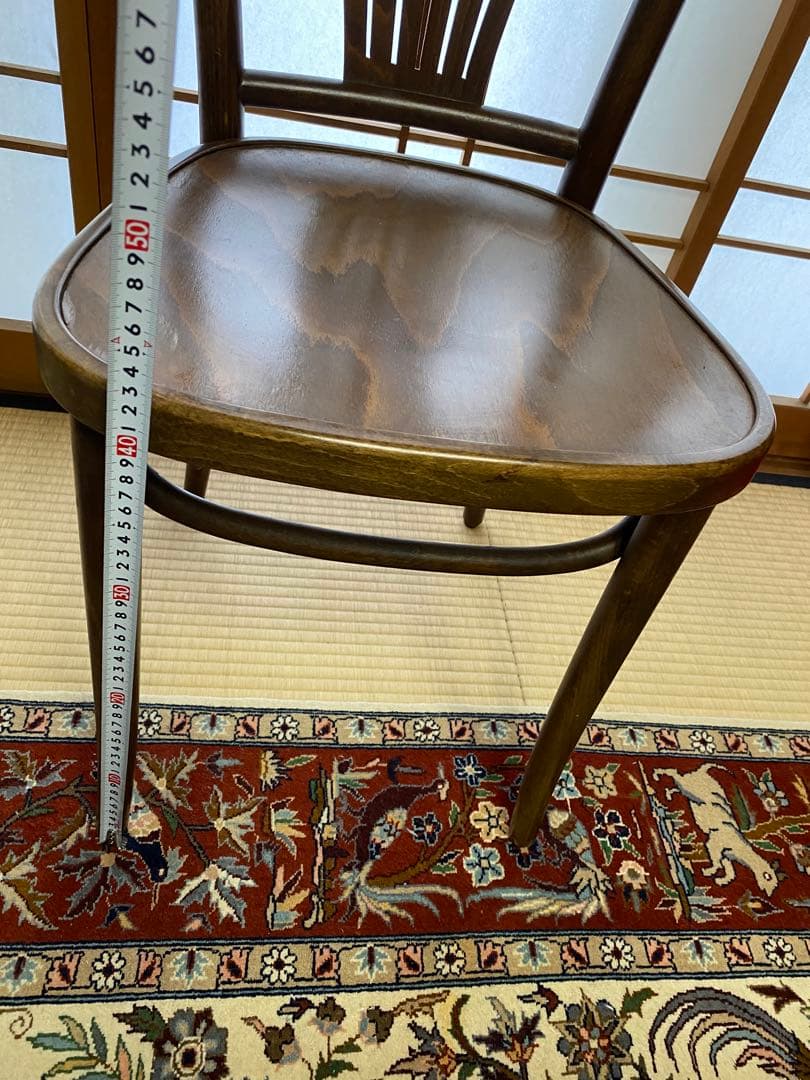 ブラウン 木製 スラットバックチェア(A) フランスベッド製