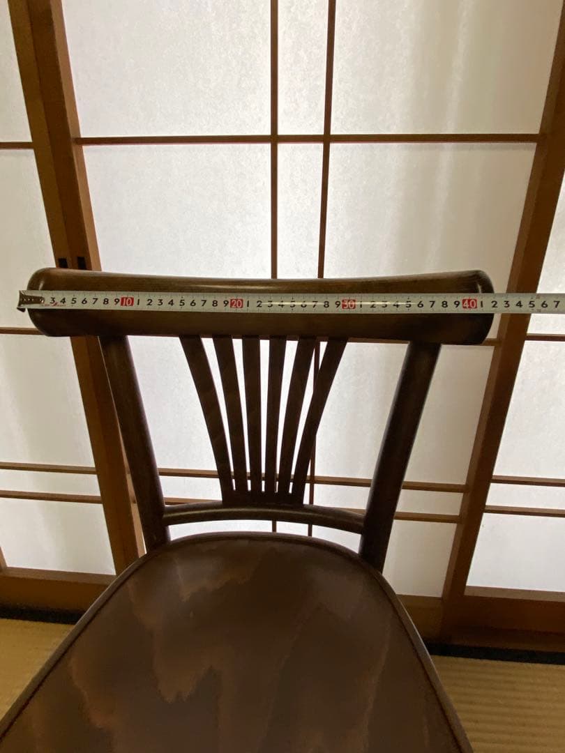 ブラウン 木製 スラットバックチェア(A) フランスベッド製