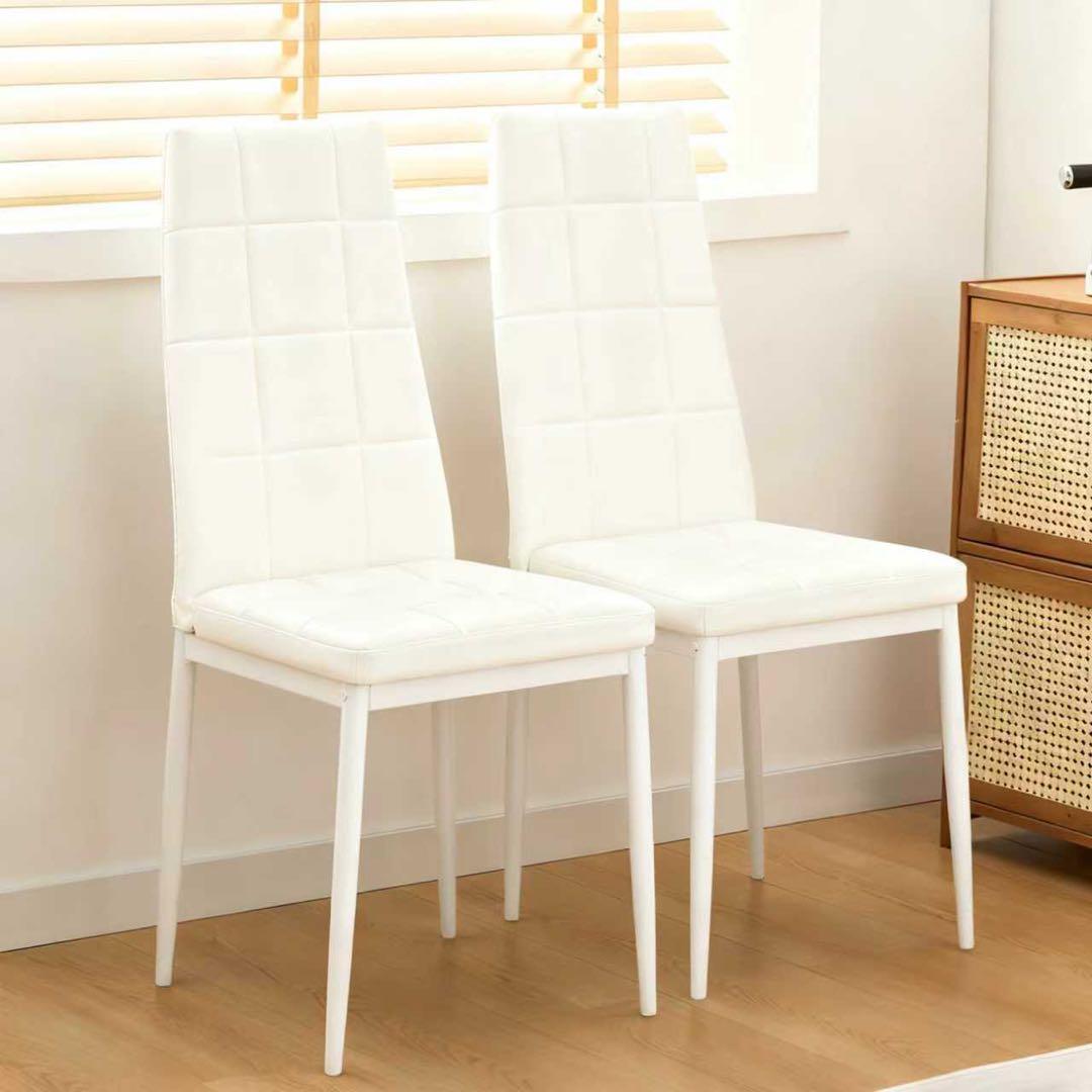 【新品】ボックスステッチ ハイバックPUレザーチェア ブラック2脚セット