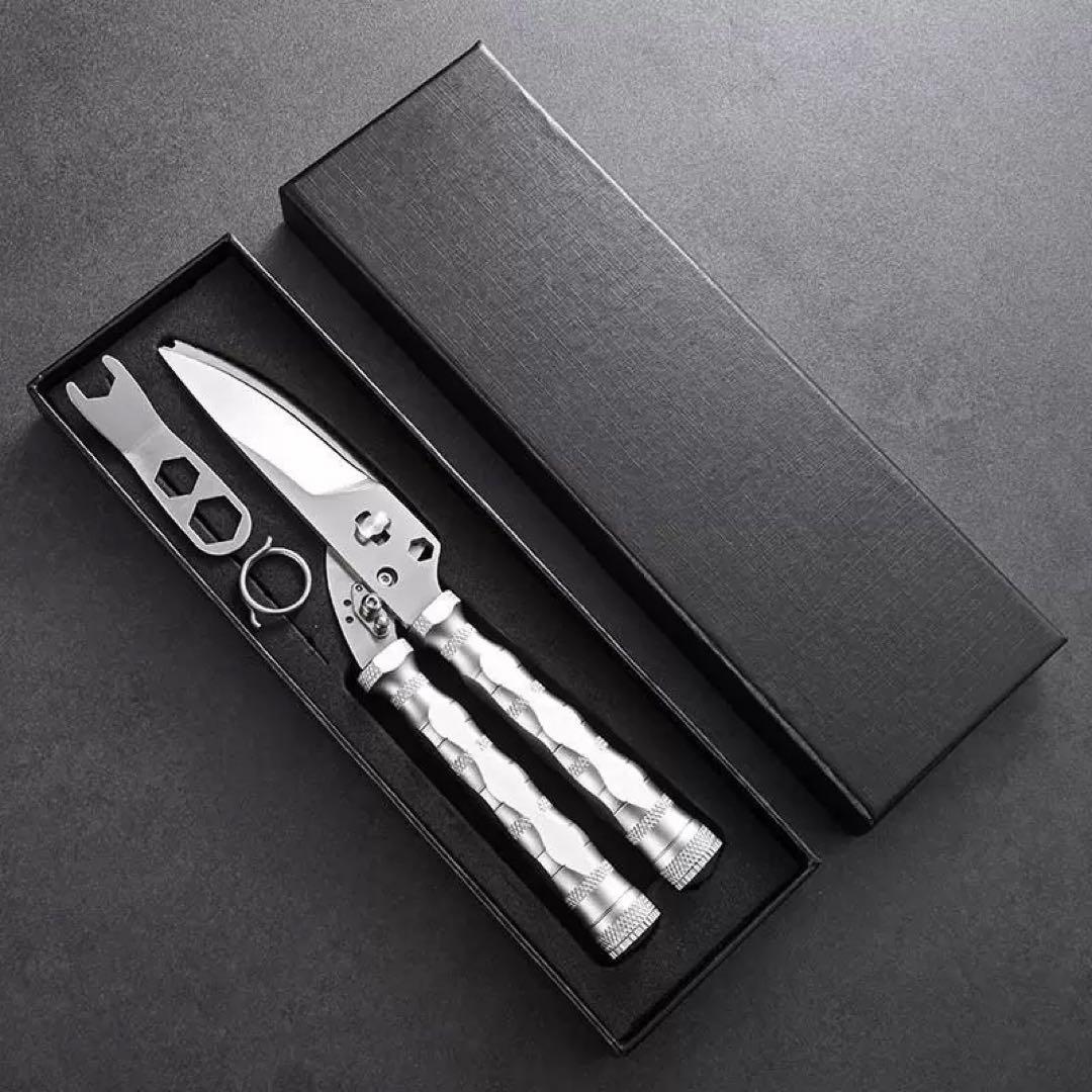 アウトドア用多機能シザーナイフ・分離して、ナイフとしても使用可能