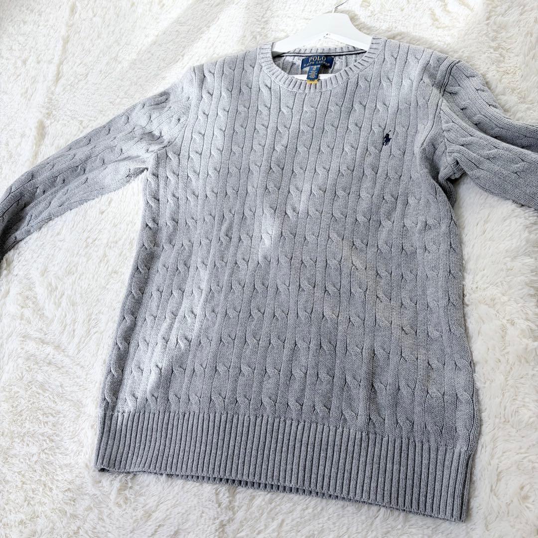 【限定SALE2日間】ポロラルフローレン ケーブルニットグレー