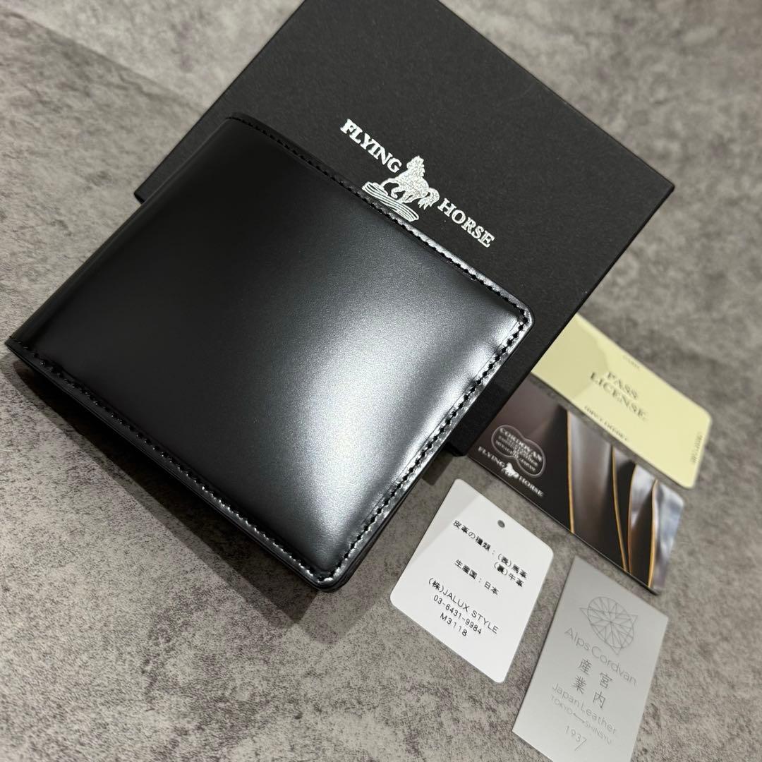 【新品未使用】FLYING HORSE コードバン　二つ折り財布　レザー　馬革