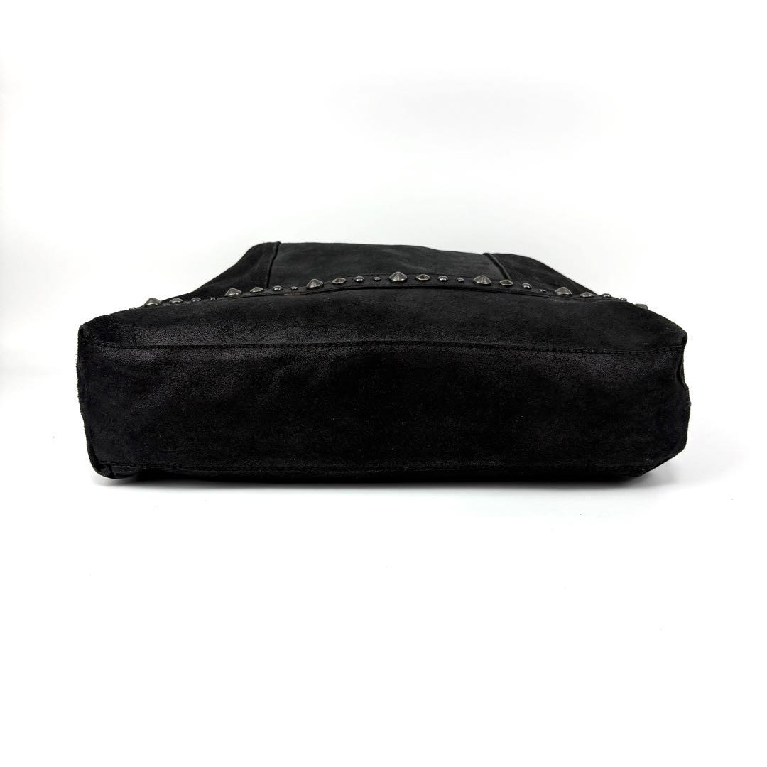 DIESEL　トートバッグ　スタッズ　ポーチ付き　レザー　スエード　ブラック