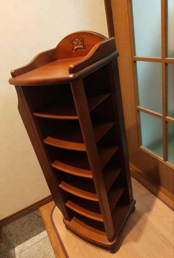 レトロ　天然木　靴棚　薔薇カントリー調