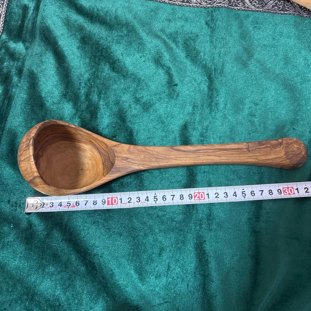 オリーブウッド　レードル　スプーン 約30cm 調理用