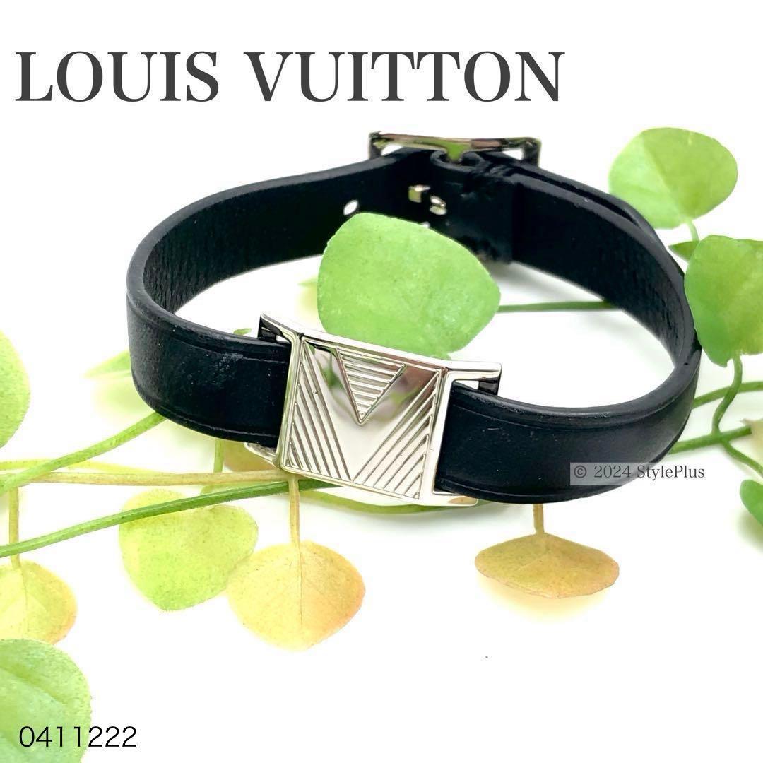LOUIS VUITTON ルイヴィトン ブレスレット バングル レザー 黒