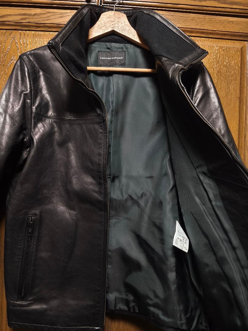 ラウンジリザード　ハイネック カウレザージャケット　サイズ3　ブラック