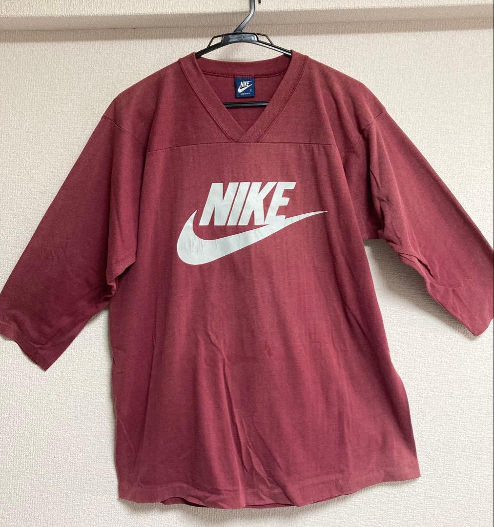 80s ナイキ フットボール 7分袖Tシャツ サイズXL 紺タグ ヴィンテージ