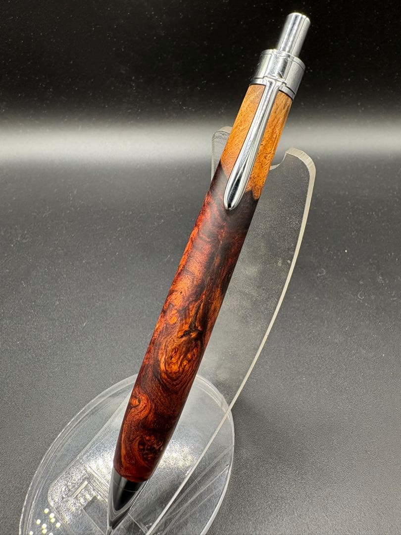 516特上　ホンジュラスローズウッド　瘤杢　木軸シャーペン　ボールペン　ツートン