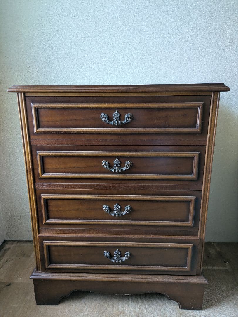 アンティーク　木製チェスト 4段 ダークブラウン