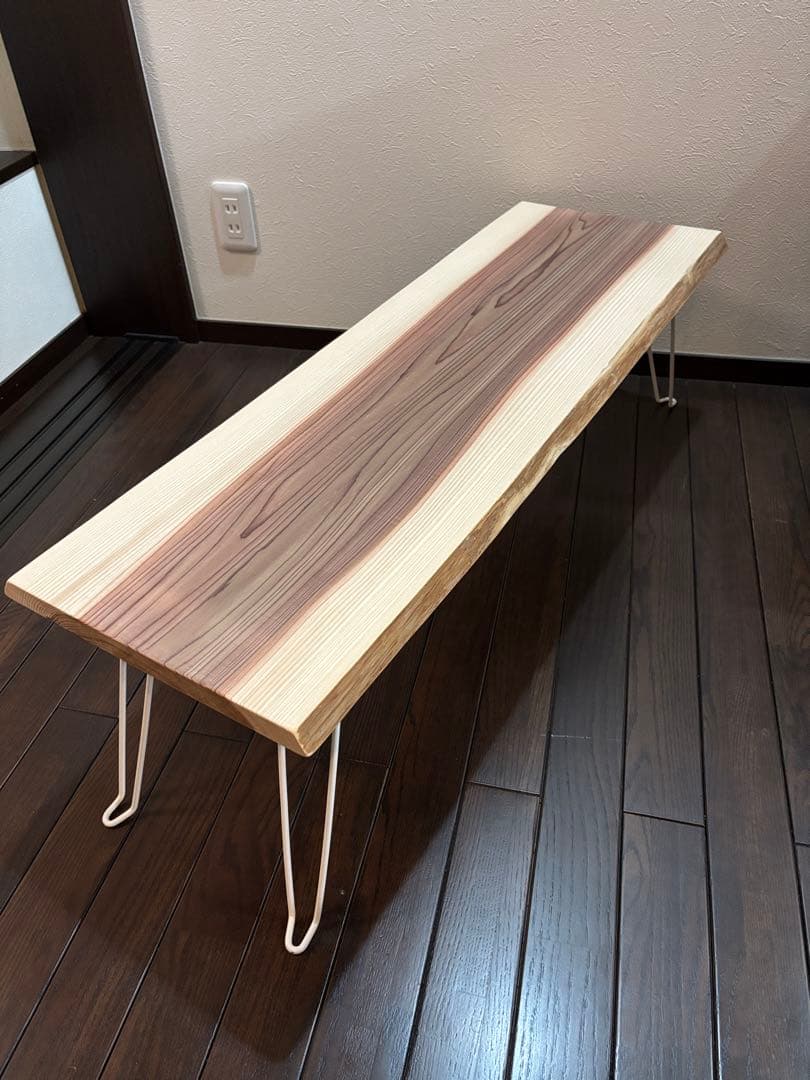 一枚板 無垢材 杉板 折りたたみ ローテーブル サイドテーブル　紀州杉　無節