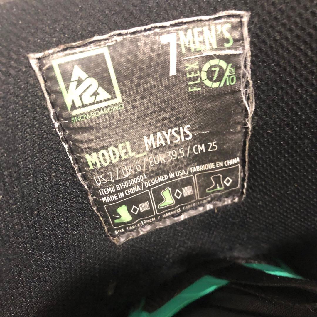 【人気】K2 MAYSIS ブーツ スノーボード ダブルBoA メンズ 25