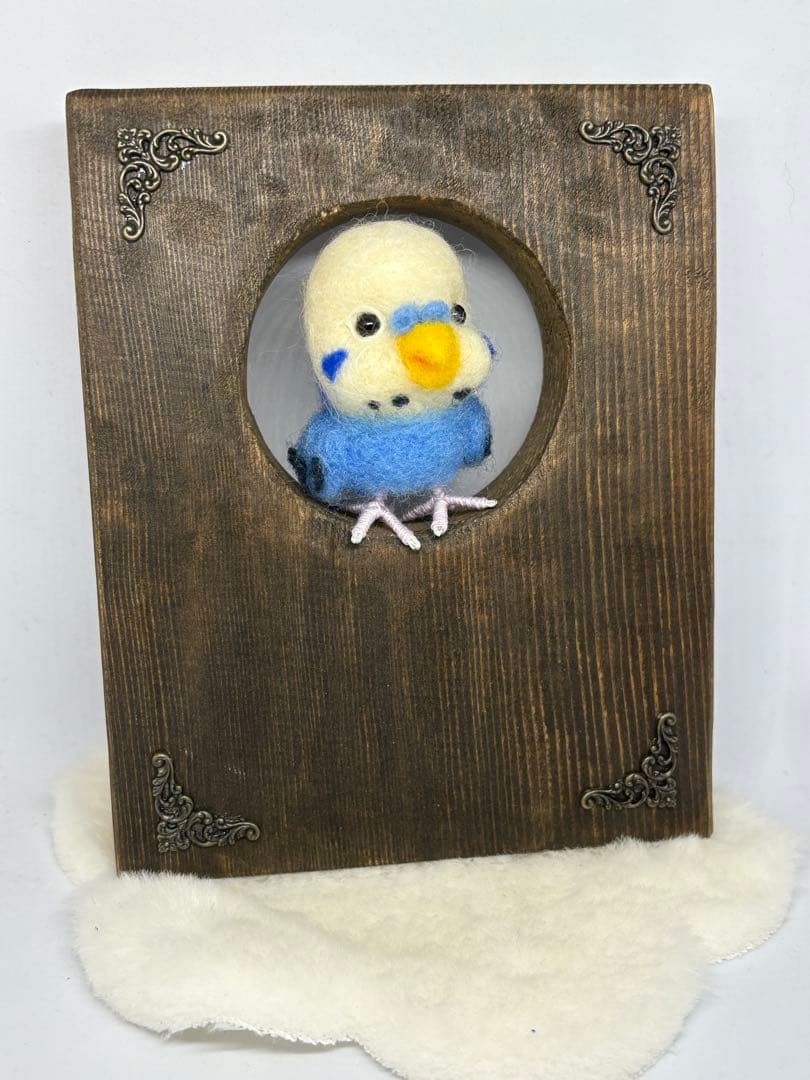 ハンドメイド　羊毛フェルト　ウォール飾りセキセイインコ