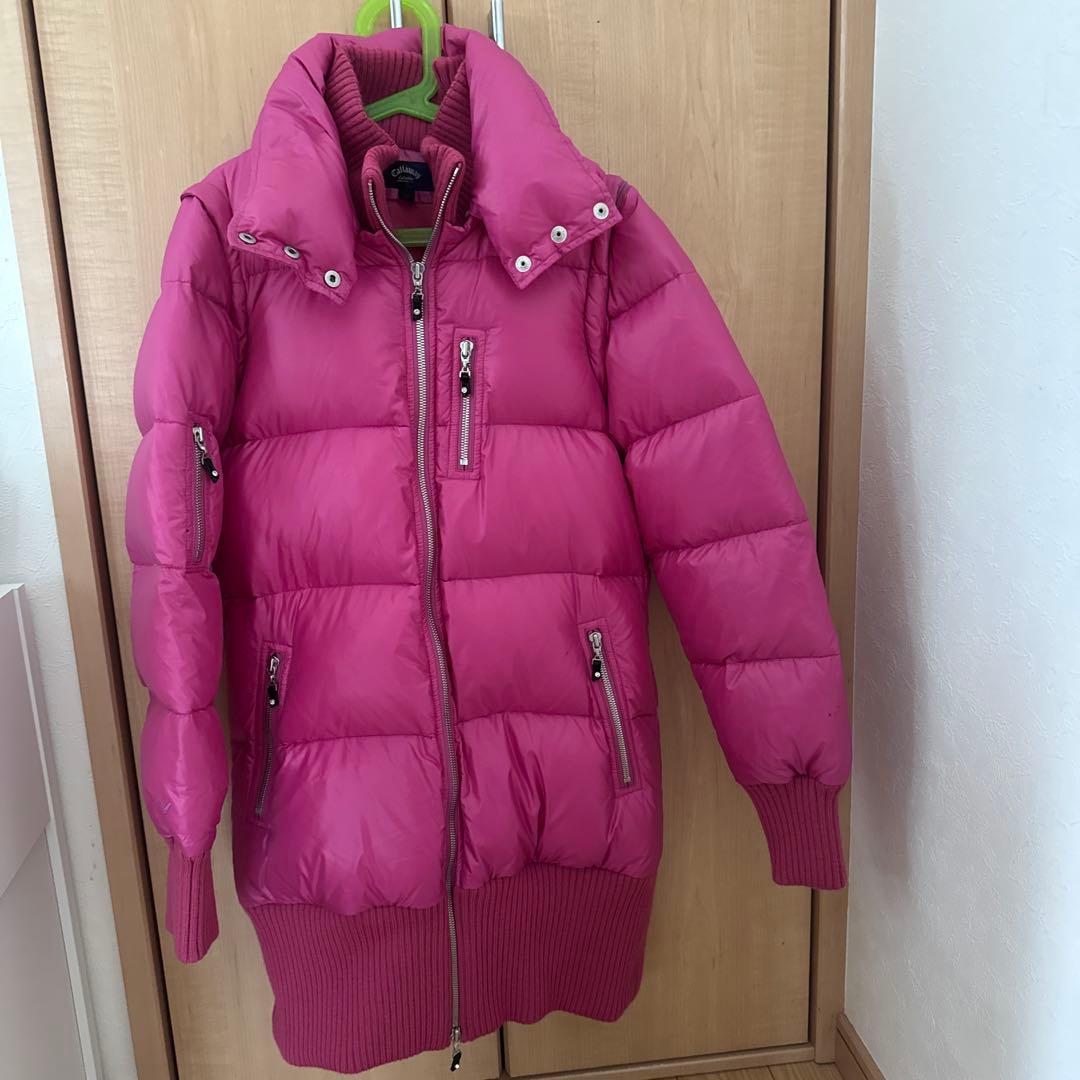 ピンク ダウンジャケット フード付き