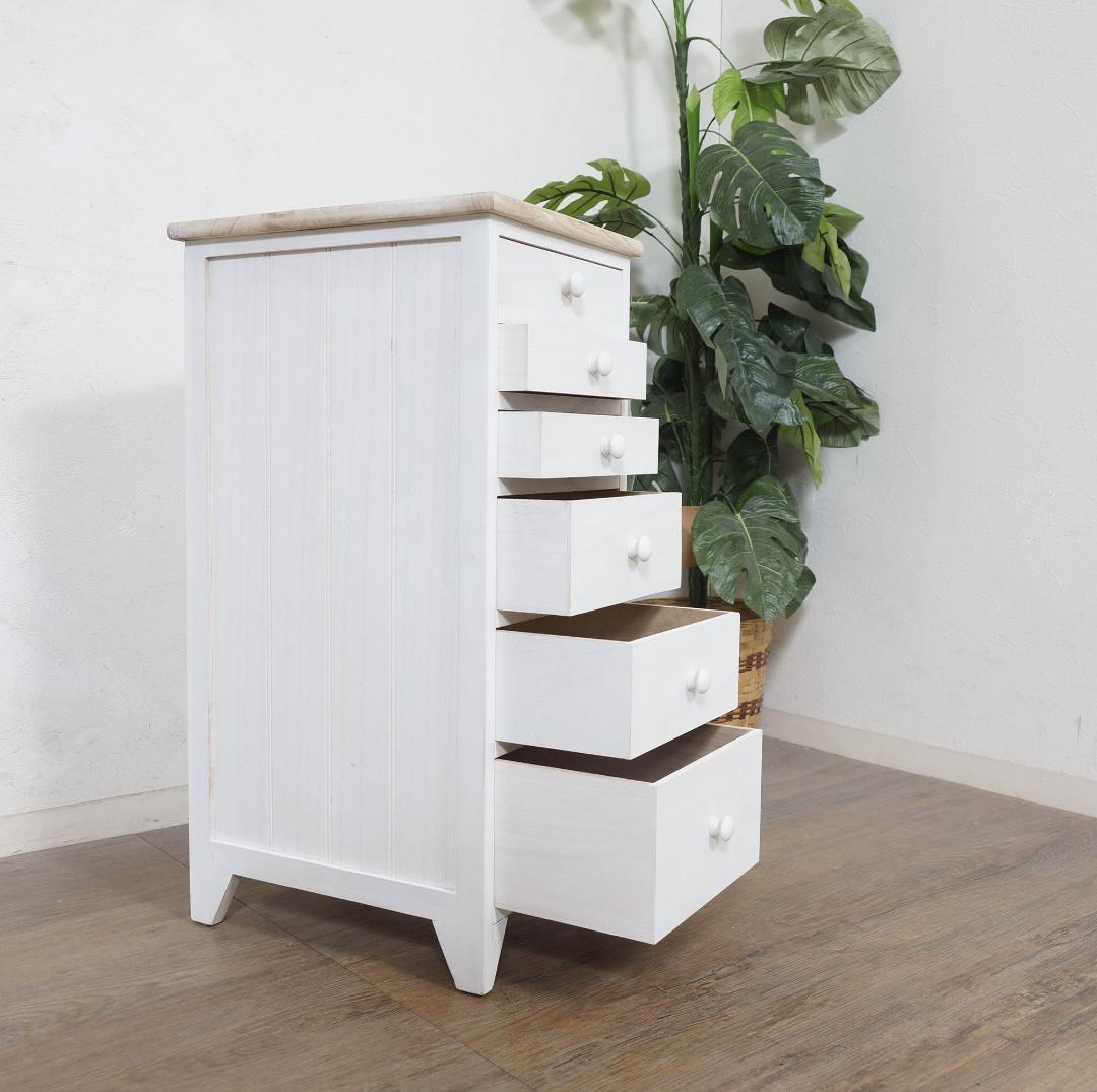 すずみ　シャビー仕上げ　アンティーク調　6段チェスト　完成品！