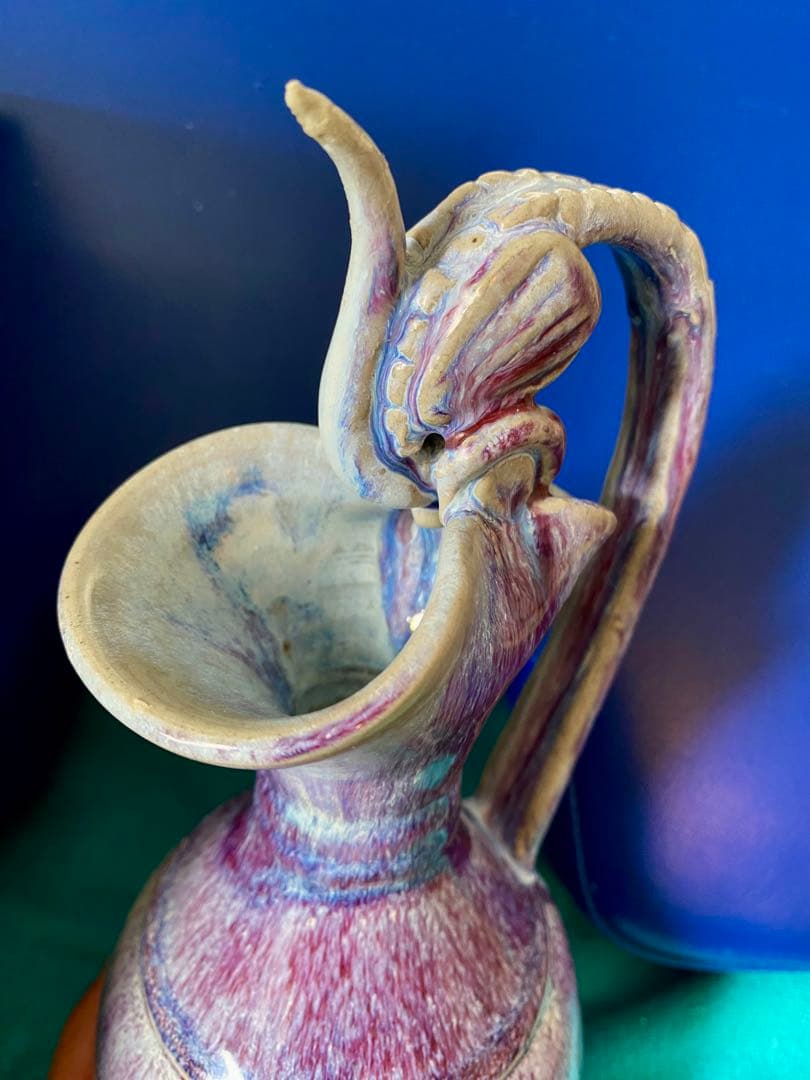 中国元時代鈞窑紫紅斑釉变龍口挚壶箱付きサイズ高さ約29cm径11cm