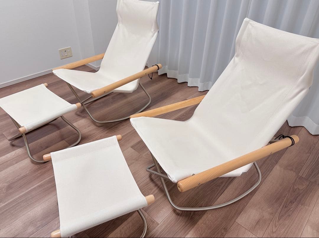 【美品】Nychair X+オットマン　ナチュラル/ホワイト 1セット