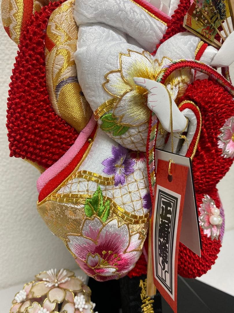 羽子板　六角ガラスケース１０号・本真珠・サイズ間口約３０×奥行約２０×高約４６㎝