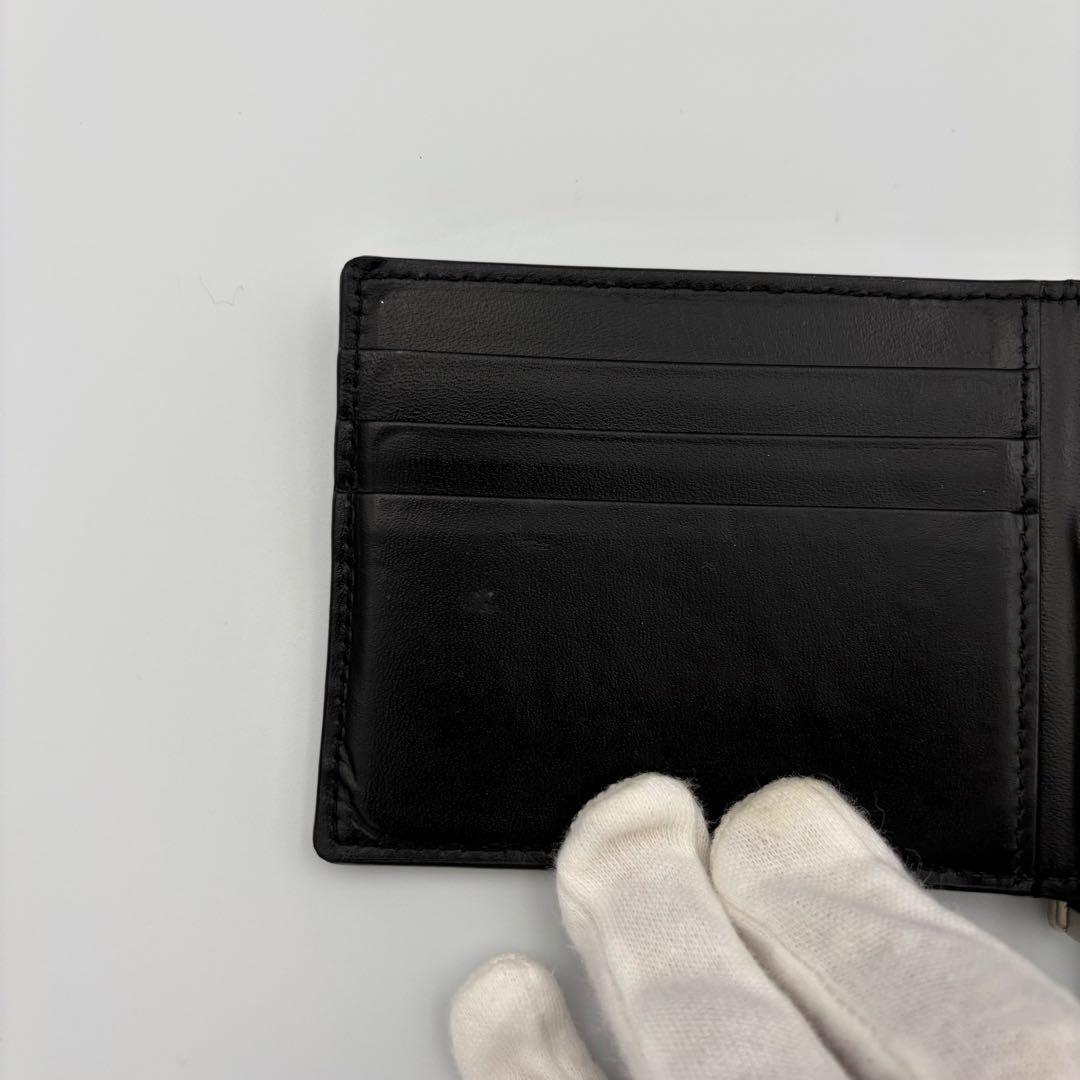極美品✨サンローラン マネークリップ 二つ折り財布 カサンドラ シルバー レザー