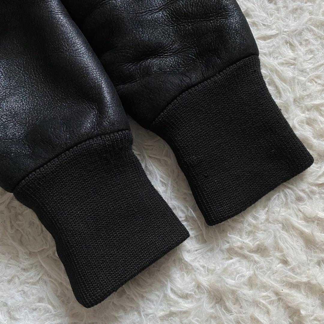 美品■Y-3　ムートンジャケット　ラムレザー　　裏ボア　レザーパーカー　ブラック