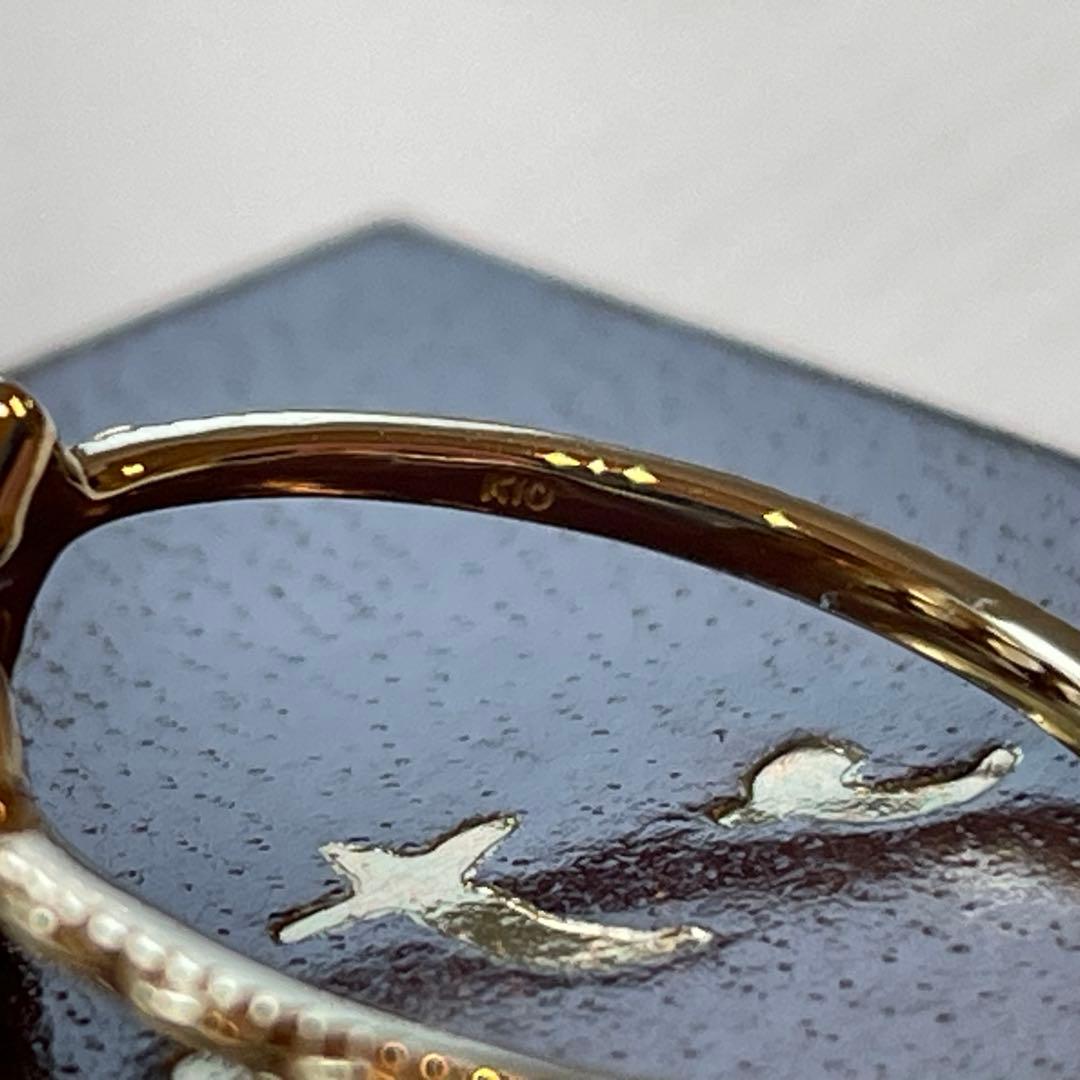 【新品】agete アガット　K10 ゴールドリング　サファイア　パール