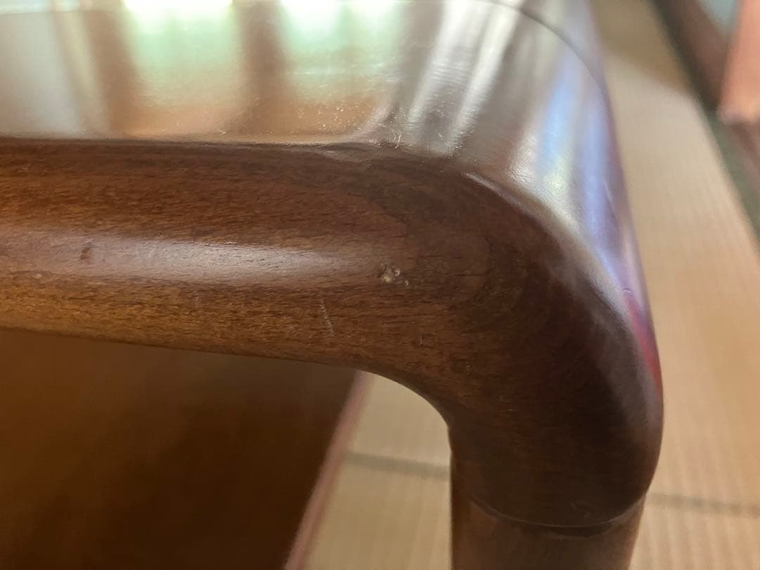 カリモク ガラストップ テーブル 天然木