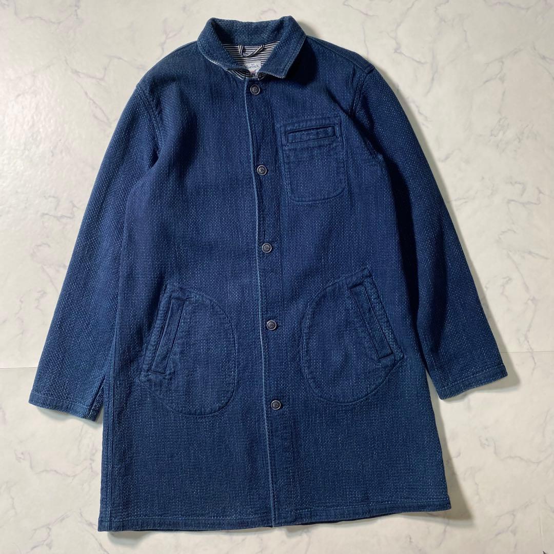 【良品】ブルートリック　ステンカラーコート　サイズ5　刺し子　ロング丈　剣道生地