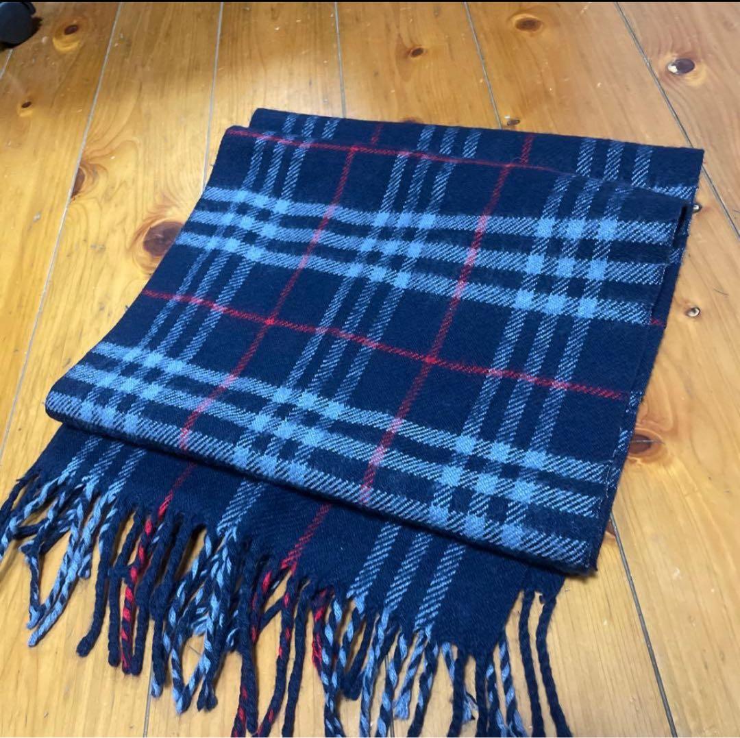 タ*外様 る*ん様 Burberryチェック柄ネイビーマフラー希少
