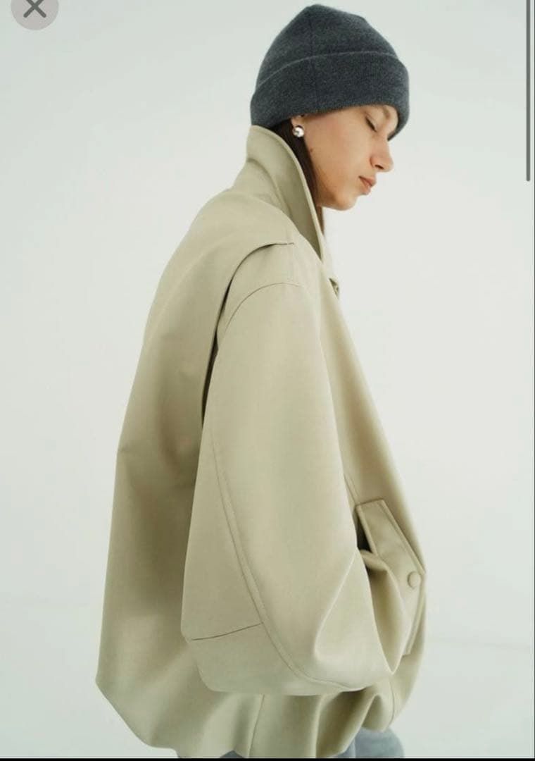 FAKE LEATHER BALLOON JACKET CLANE アイボリー2