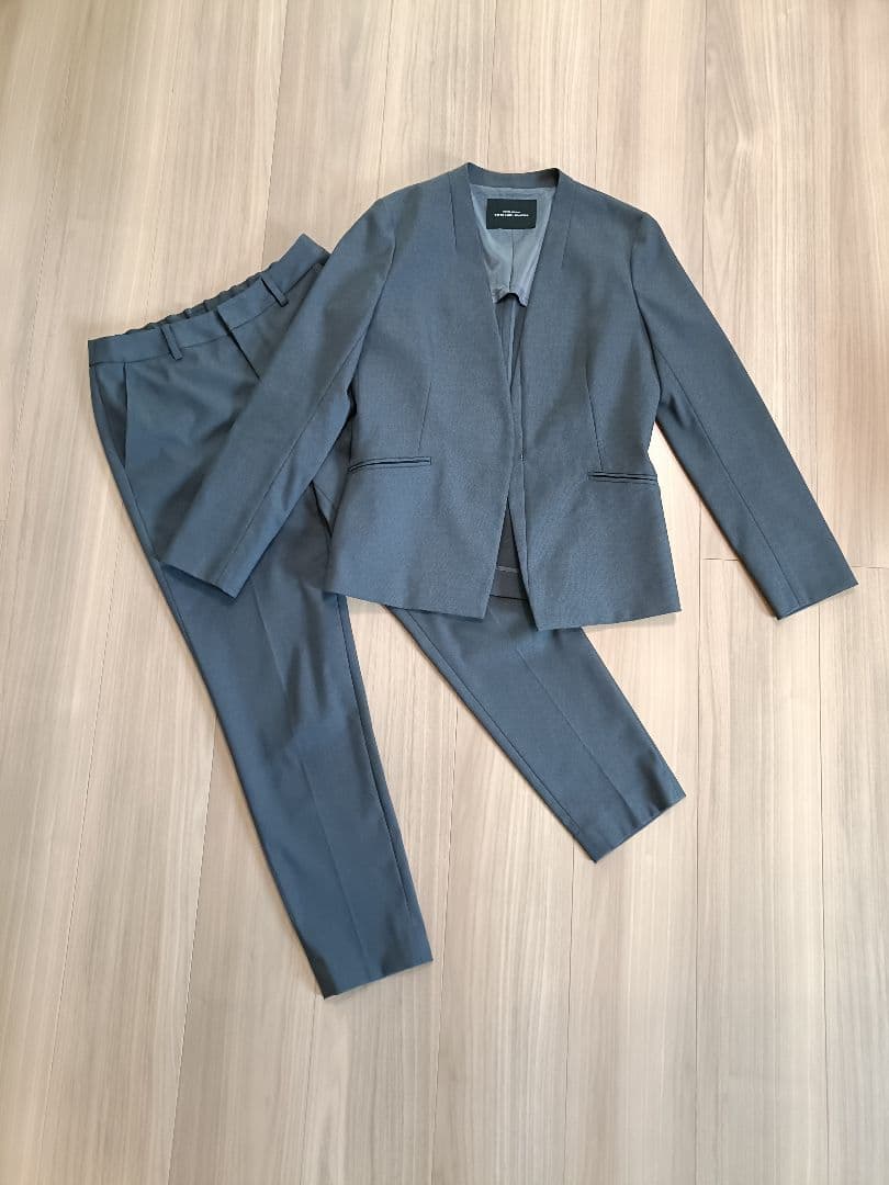 ノーカラージャケット テーパードパンツ　グレー 38