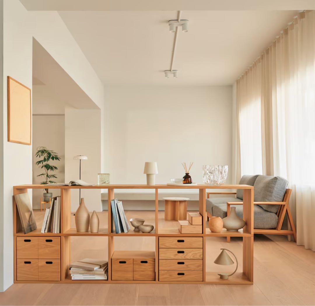 無印良品　スタッキングシェルフセット５段×２列オーク材　チェスト引出し２段付き