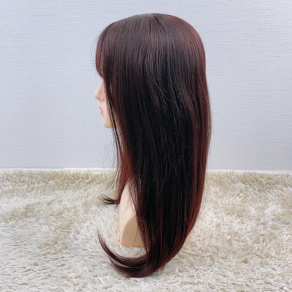 み*さ様 人毛100% フルウィッグ 医療用 ロングストレート ダークブラウン