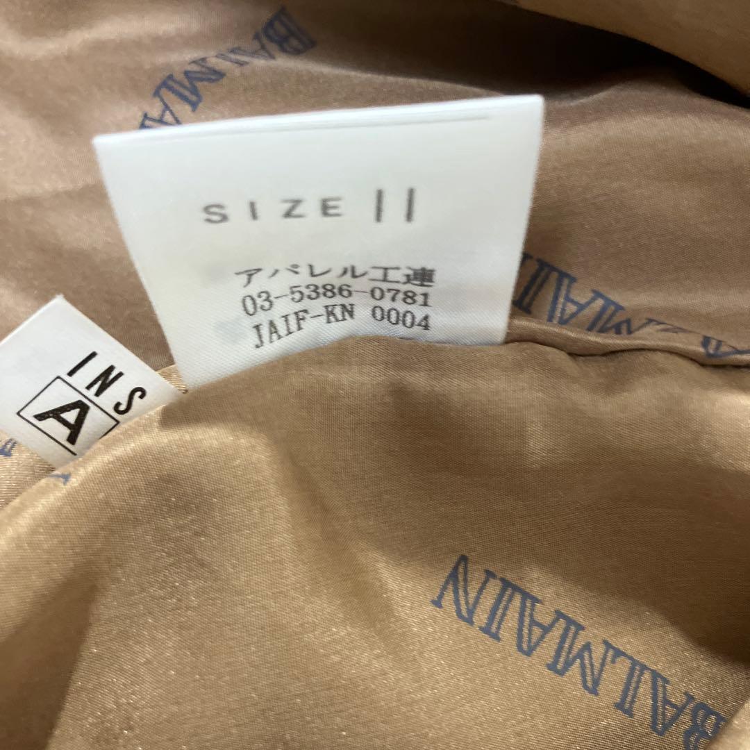 BALMAIN バルマン／アンゴラ　シルク　コート　ロングコート　キャメル