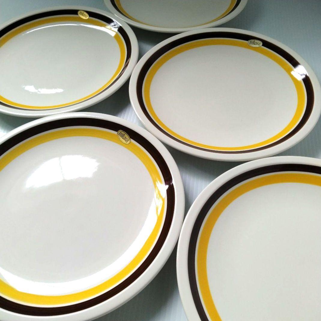 昭和レトロ MIKASA オールド ミカサ 大皿 プレート皿 イエロー 24cm