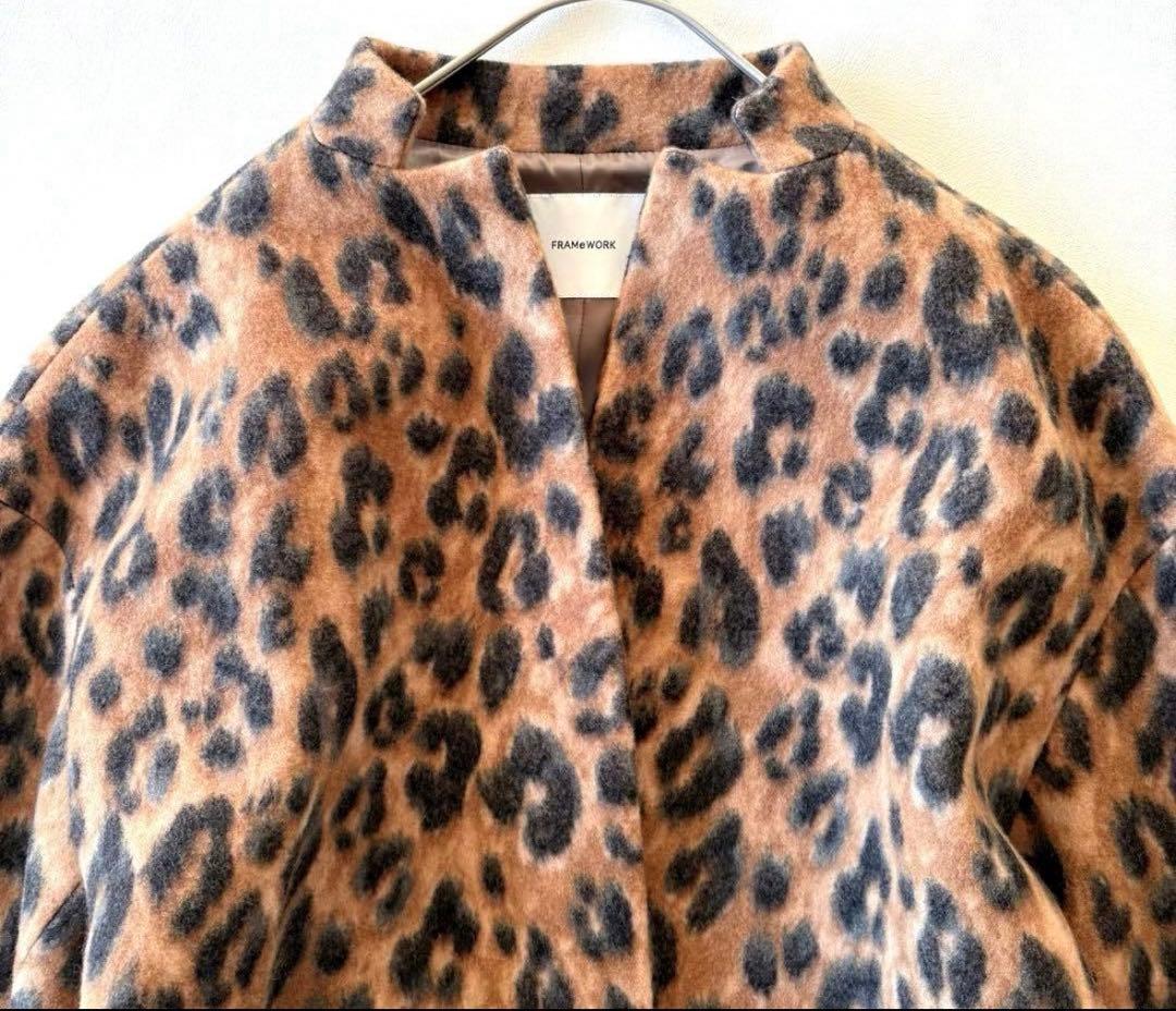 FRAMeWORK × 金子綾スタンドカラー　レオパード ロングコート