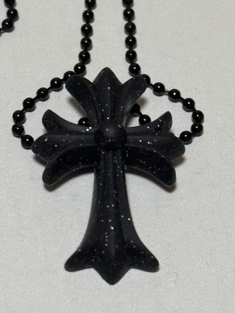 CHROME HEARTS ラバークロス ネックレス ブラックラメ