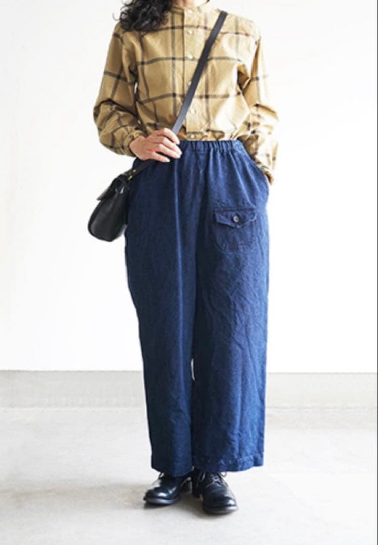 【本日限りお値下げ】ゴーシュ バーズアイ デニムパンツ ワイドパンツ インディゴ