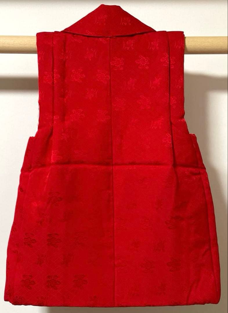 □ラス1 七五三　正絹女児用被布コート　菱文様　可愛い花柄　赤