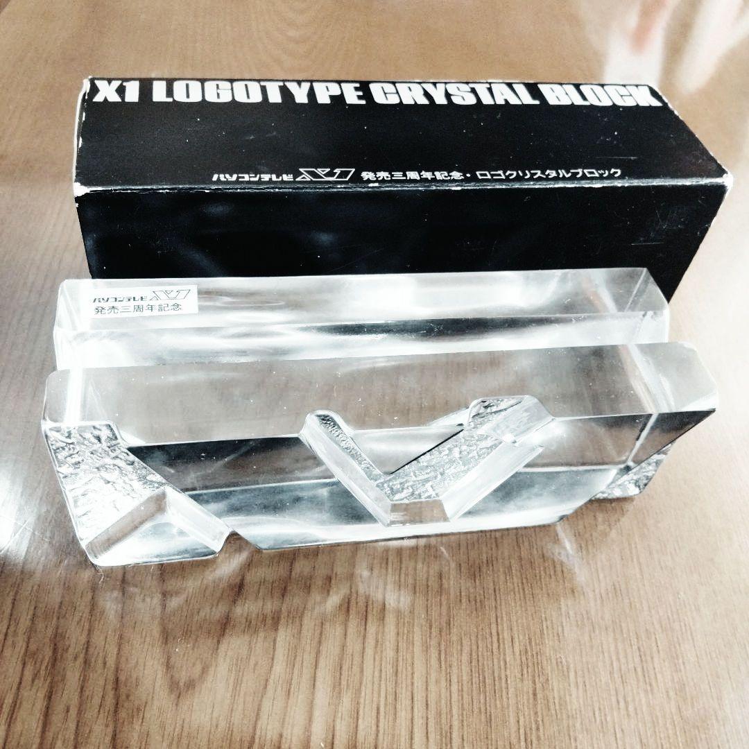 ペーパーウェイト SHARP X1ロゴ クリスタルブロック