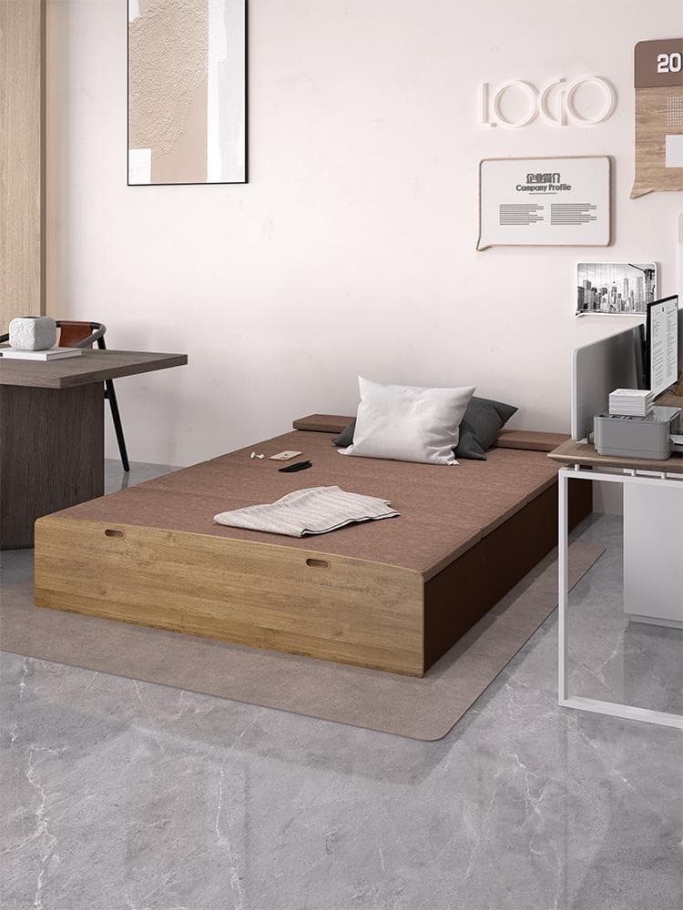 ペーパー折りたたみベッド幅100㎝高さ23㎝組立不要 マットレス付き 一人暮らし