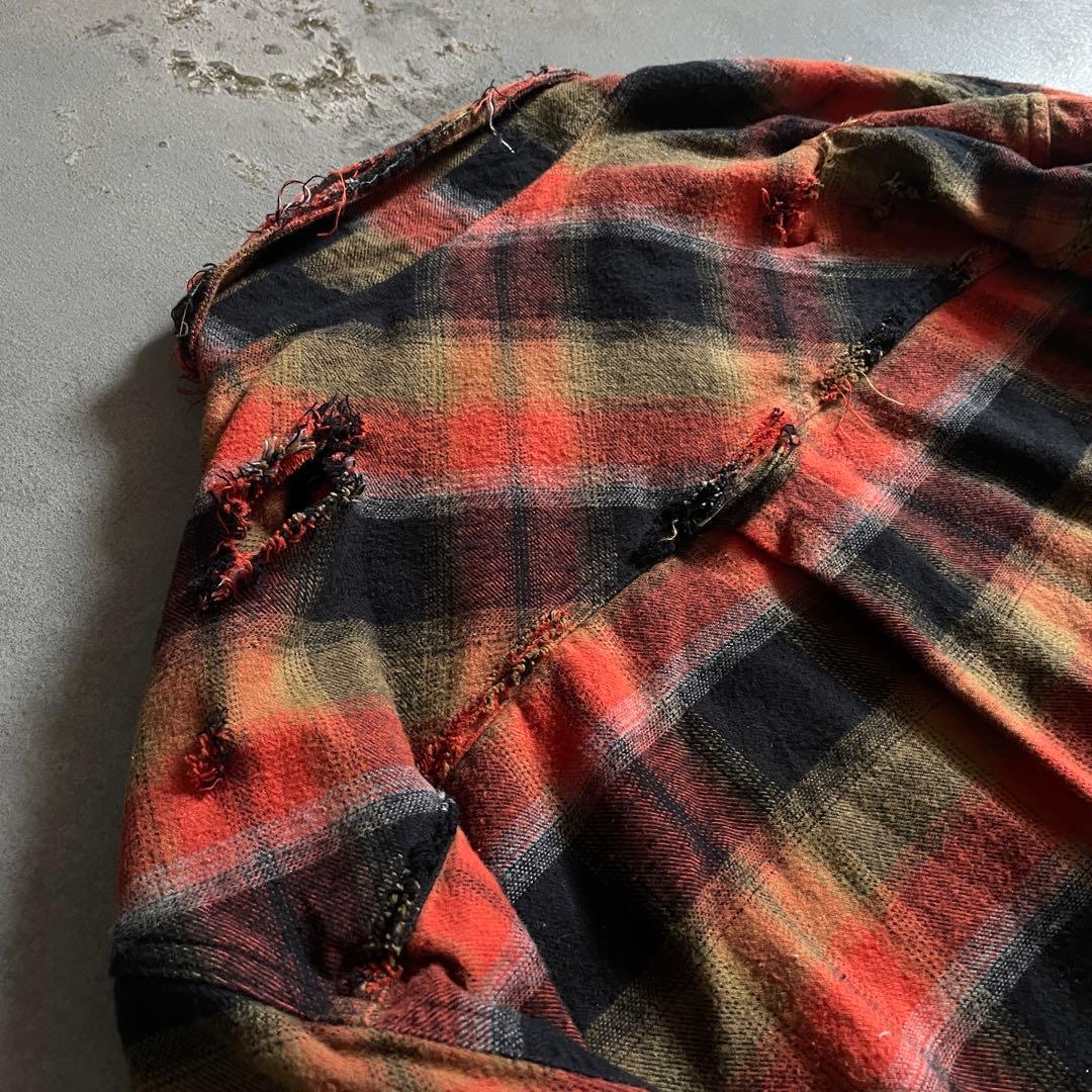 Y2k cqr weed grunge“襤褸”flannel shirt