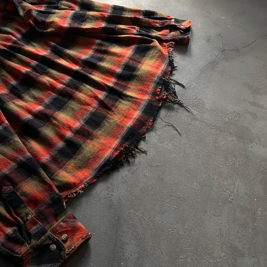 Y2k cqr weed grunge“襤褸”flannel shirt