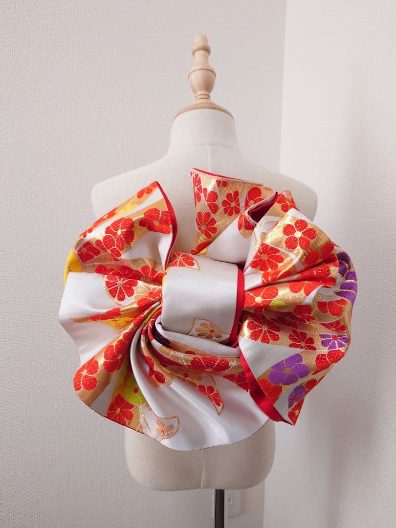 七五三　ハーフ成人式　ジュニア帯　袋帯からの作り帯　1点物　白