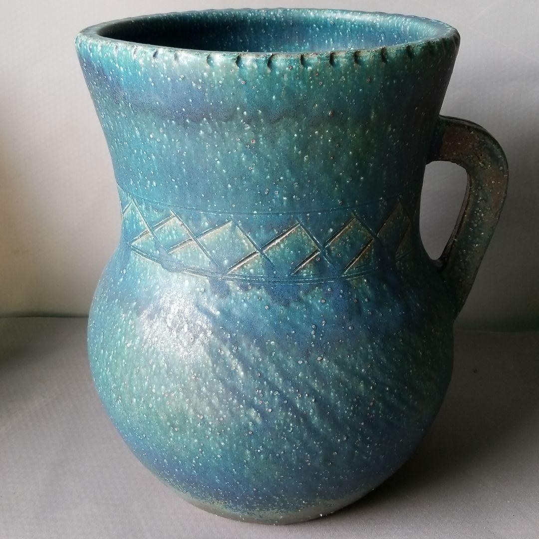 お値下げしました⤵信楽焼　傘立て  トルコブルー 高さ４７cm