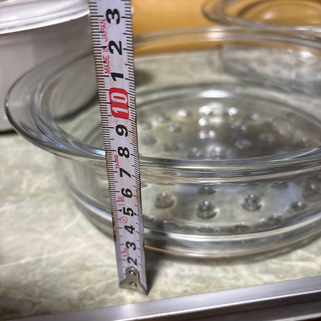 未使用フランス製リュミナルクガラス製蒸し器2段、説明書レシピ付