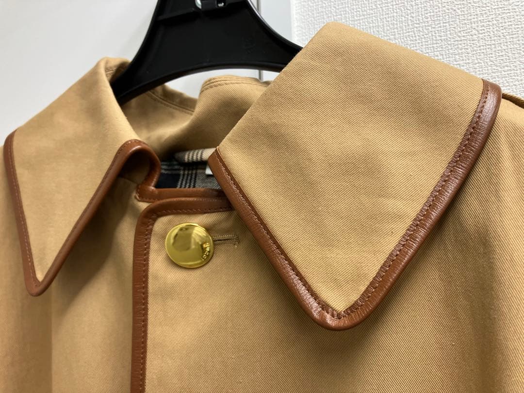 ほ*ほ様 GUCCI トレンチコート ベージュ レザー メンズ 48サイズ【No