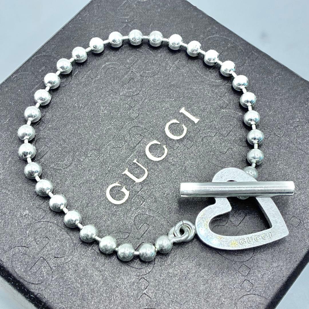 GUCCI　グッチ　ボールチェーン　ブレスレット　トグル　ハート　17　シルバー