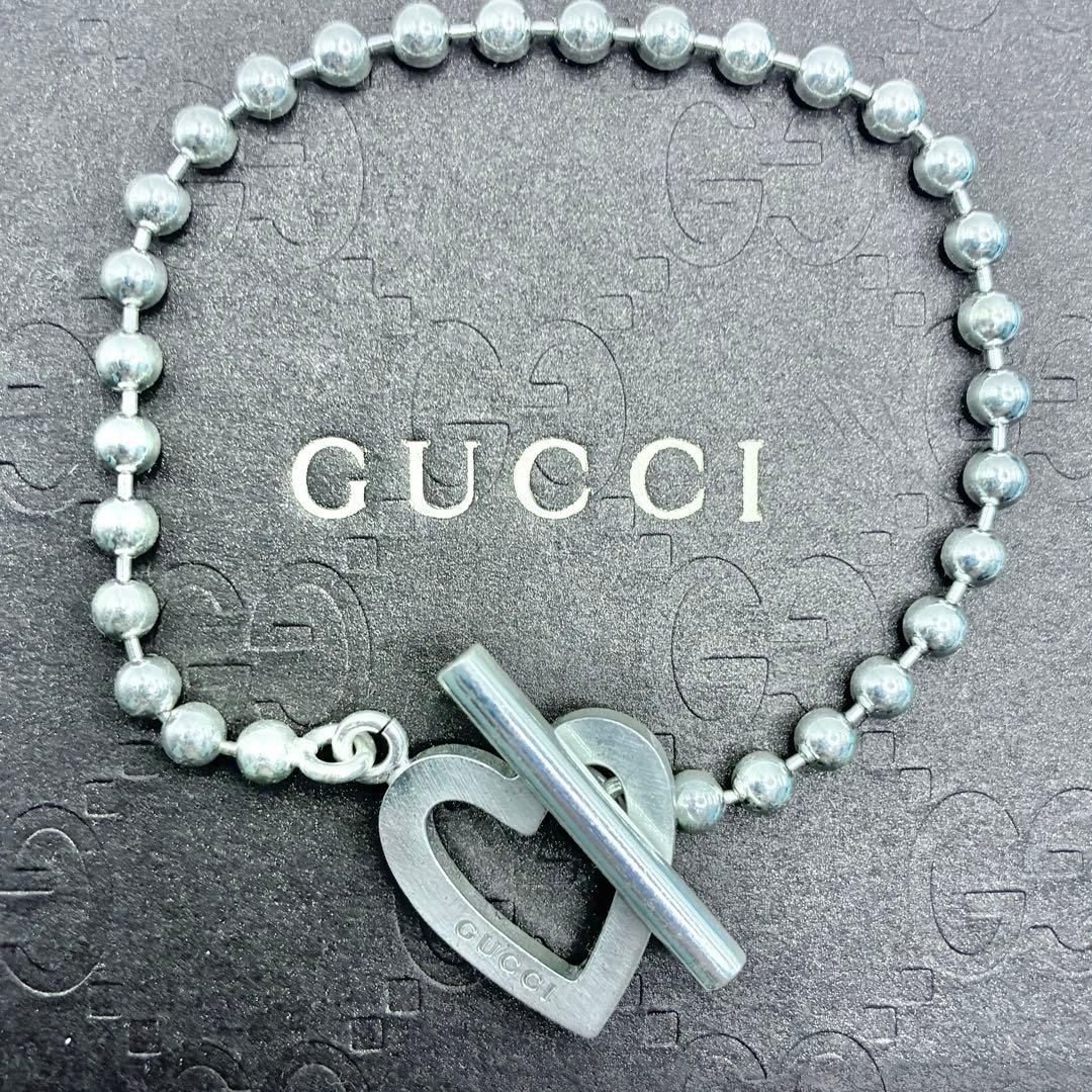 GUCCI　グッチ　ボールチェーン　ブレスレット　トグル　ハート　17　シルバー